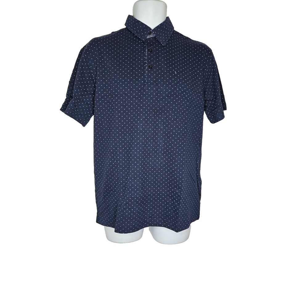 SMASH Polo Shirt Blue‎ Polka Dot Short Sleeve Casual Stretch Men Medium
